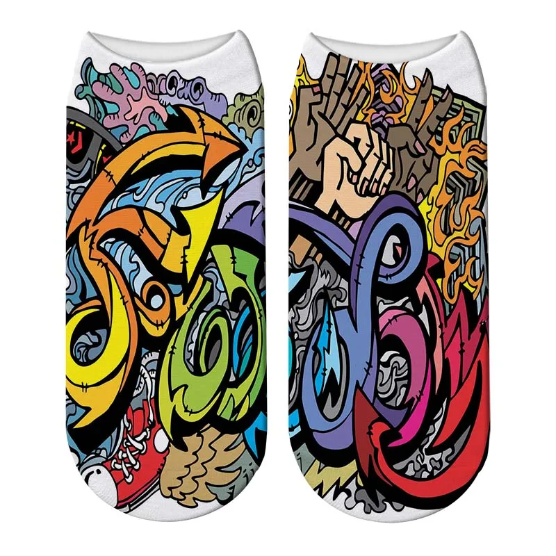 Новые 3D печатные персональные граффити хлопковые носки женские уличные Artisc короткие носки до лодыжки живопись Harajuku Kawaii забавные носки - Цвет: 1