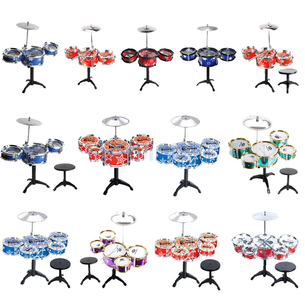 

Mini Jazz 3/5 Drums Stool Set Percussion Music Instruments Set Kids Children Baby Early Learning Educational Musical Toy Gift