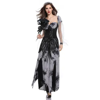 

Umorden Womens Gothic Dead Bride Ghost Costume Horror Zombie Corpse Cemetery Brides Cosplay Halloween Day of the Dead Dress