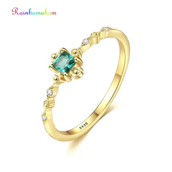 

Rainbamabom Vintage 925 Sterling Silver Emerald Gemstone Wedding Engagement Ring Women Fine Jewelry Gift Wholesale Drop Shipping