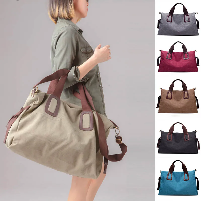 

Large Pocket Casual Women's Handbag Shoulder Cross body Handbags Canvas Leather Large Capacity Bags For Women