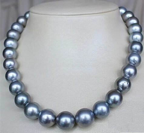 

Free shipping >>@ >810 11-12 MM NATURAL SOUTH SEA GENUINE SILVER GRAY GREY PEARL NECKLACE