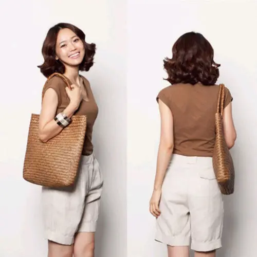الأزياء إمرأة الصيف القش كبير حمل حقيبة Crossbody الشاطئ الكتف حقيبة يد