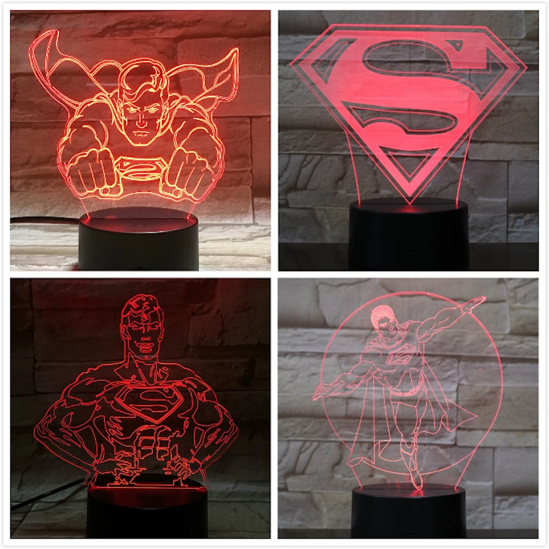 

3D Lamp Marvel Comics Superhero Superman Kid Led Night Light Bedroom Decor Dropshipping Child Birthday Gift Table Lamp Super Man