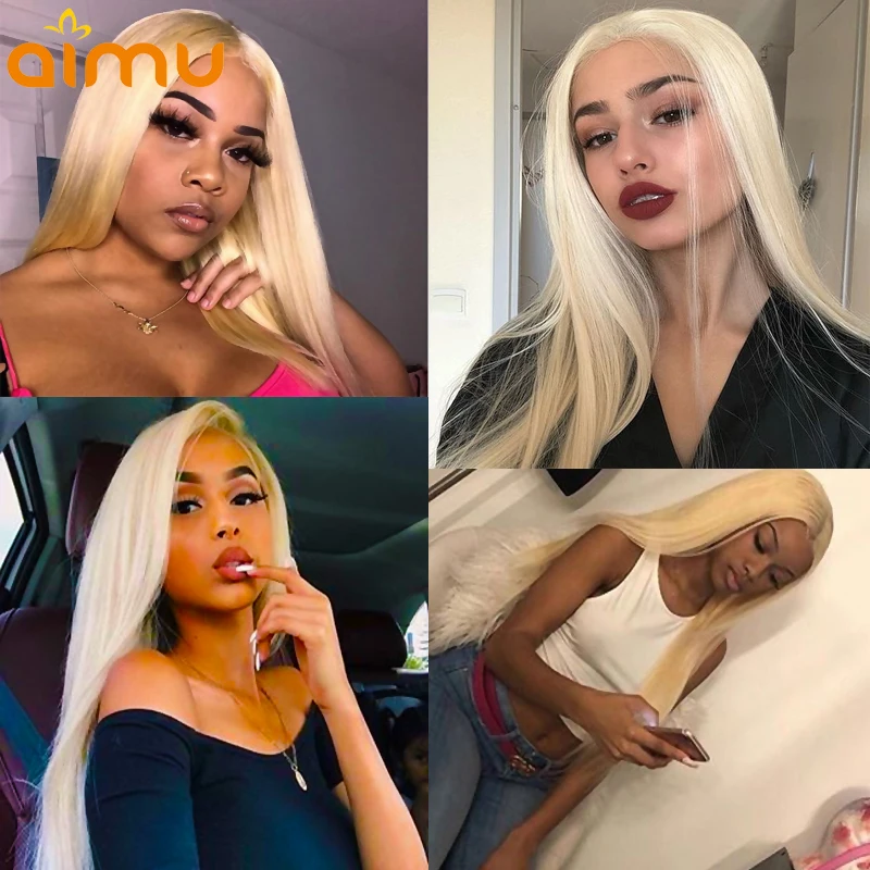 613 Blonde Colored Transparent Lace Front Real Long Straight Human Hair Wig for Black Women Remy Brazilian Invisible Pre Plucked