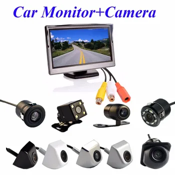 

2In1 Car Parking System Kit 5" Desktop Bracket TFT LCD Color Monitor 5 Inch HD Display Screen+Rear View Camera Waterproof