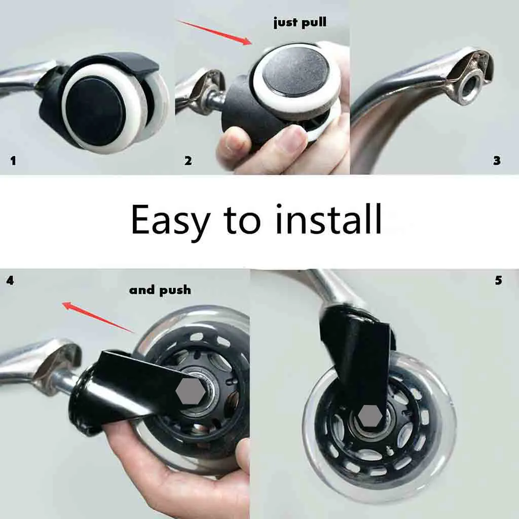

2019 improvement supplies convenient and practical Office Chair Caster Rubber Swivel Wheels Replacement Heavy Duty 3 inch 5Pcs