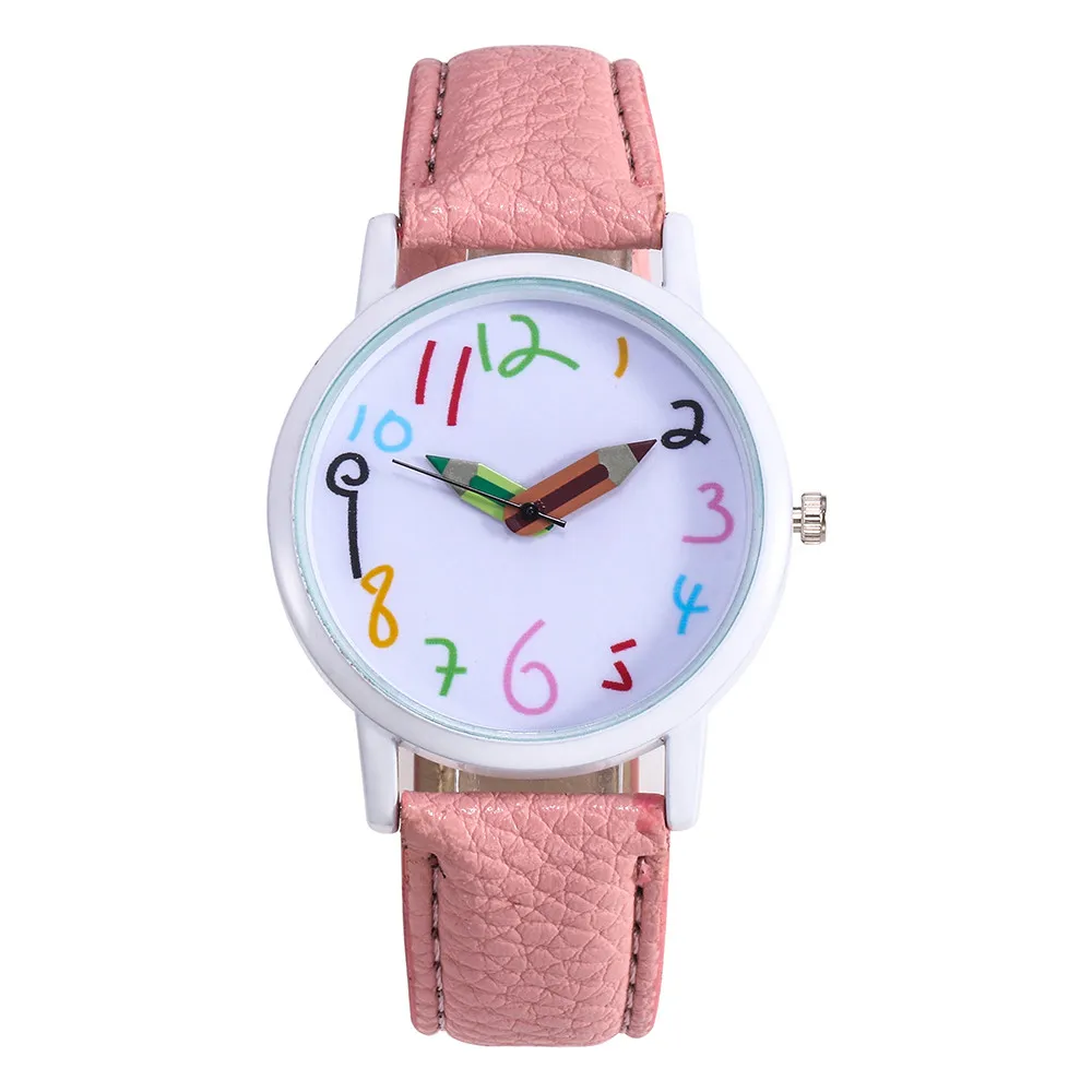 Женские часы унисекс модная лента, сиденье из искусственной кожи женские мужские/Циферблат Аналоговые Кварцевые спортивные наручные часы reloj mujer#1314 - Цвет: pink