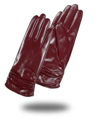 Женские теплые кожаные перчатки Gours, синий перчатки из натуральной козьей кожи, GSL005, зима - Цвет: Wine red
