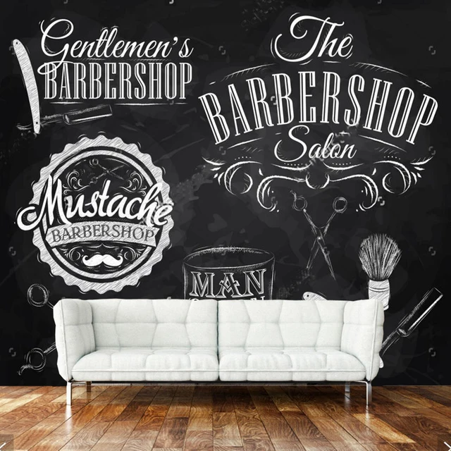 retro wallpaper barber elements and tools for barber shop bedroom