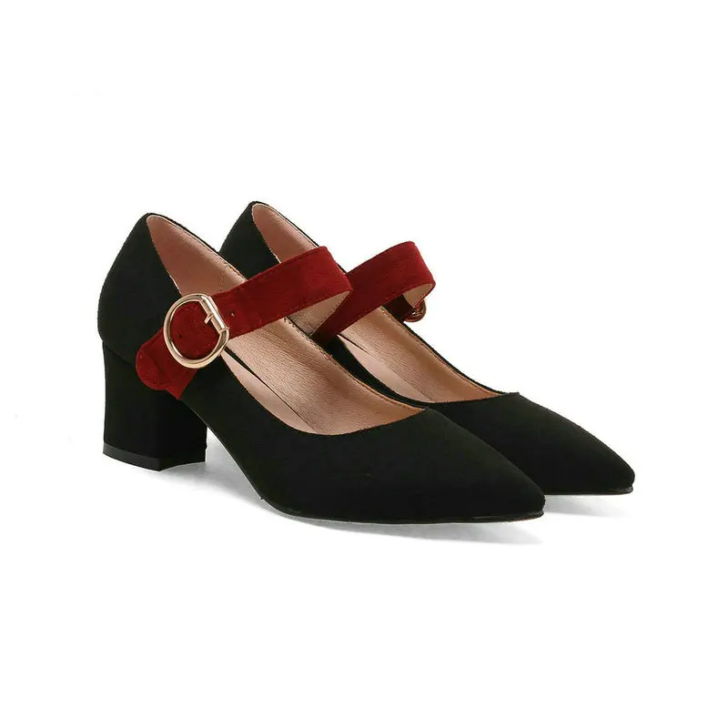 ZawsThia/Женская обувь женские свадебные туфли на высоком каблуке в стиле Мэри Джейн туфли-лодочки на толстом каблуке Женская обувь цвет черный, розовый, бежевый; большие размеры 43, 10