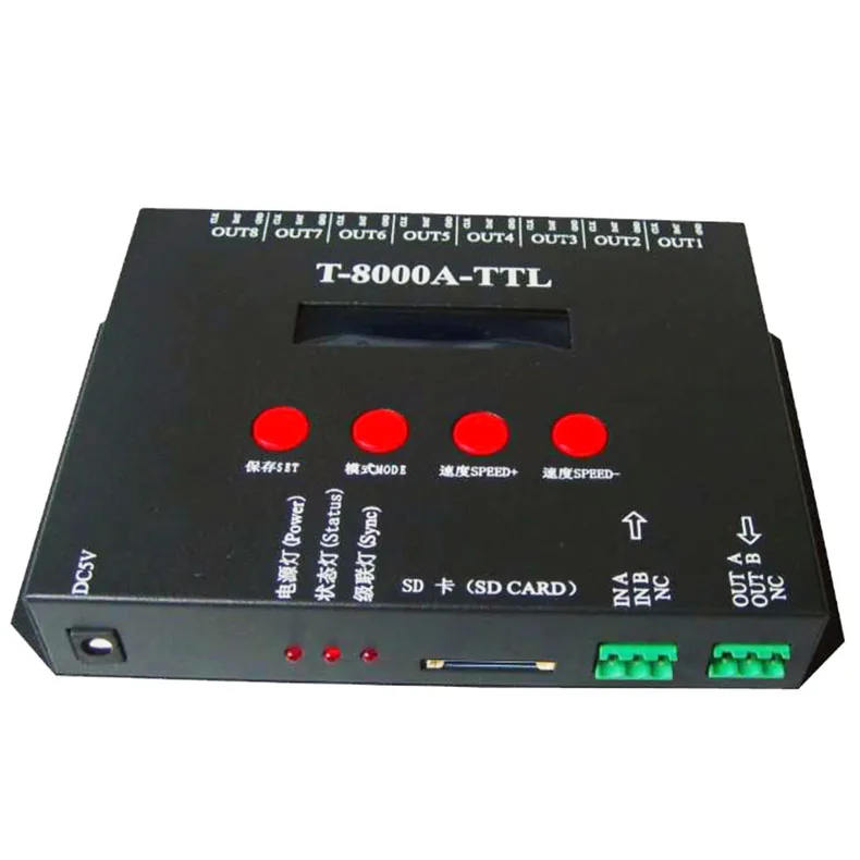 Полный Цвет T8000A RGB SD карта пикселей LED программируемый контроллер светодиодный контроллер для WS2811 WS12812 UCS1903 светодиодная точечная лампа