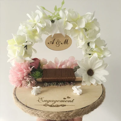 Персонализированная деревенская Свадебная деревянная коробочка для колец, держатель на заказ, ваши имя и дата, свадебное кольцо - Цвет: ring pillow D
