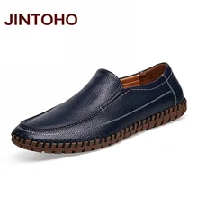 JINTOHO/ г. Высококачественная Мужская обувь из натуральной кожи без застежки брендовые итальянские Лоферы мужские кожаные туфли повседневная мужская обувь на плоской подошве