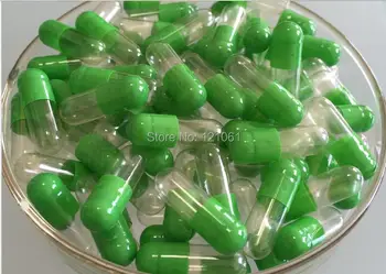 

0# 2,000pcs!Green-Clear colored empty capsules size 0,hard gelatin empty capsules size 0(joined or seperated capsules)