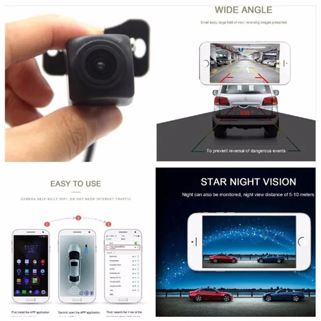 Cheap Mini WIFI Reversing กล้องด้านหลัง Dash Cam Star Night Vision Tachograph สำหรับ iPhone Android กันน้ำ DC 12 โวลต์ 24 โวลต์