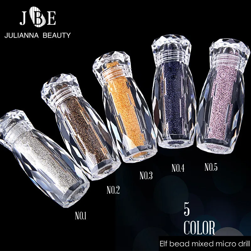 

5Bottle Colorful Mini Caviar Beads Crystal Art Rhinestones Glass 3D Micro Bead Glitter DIY Nail Art Tool Manicure Decors UV Gel