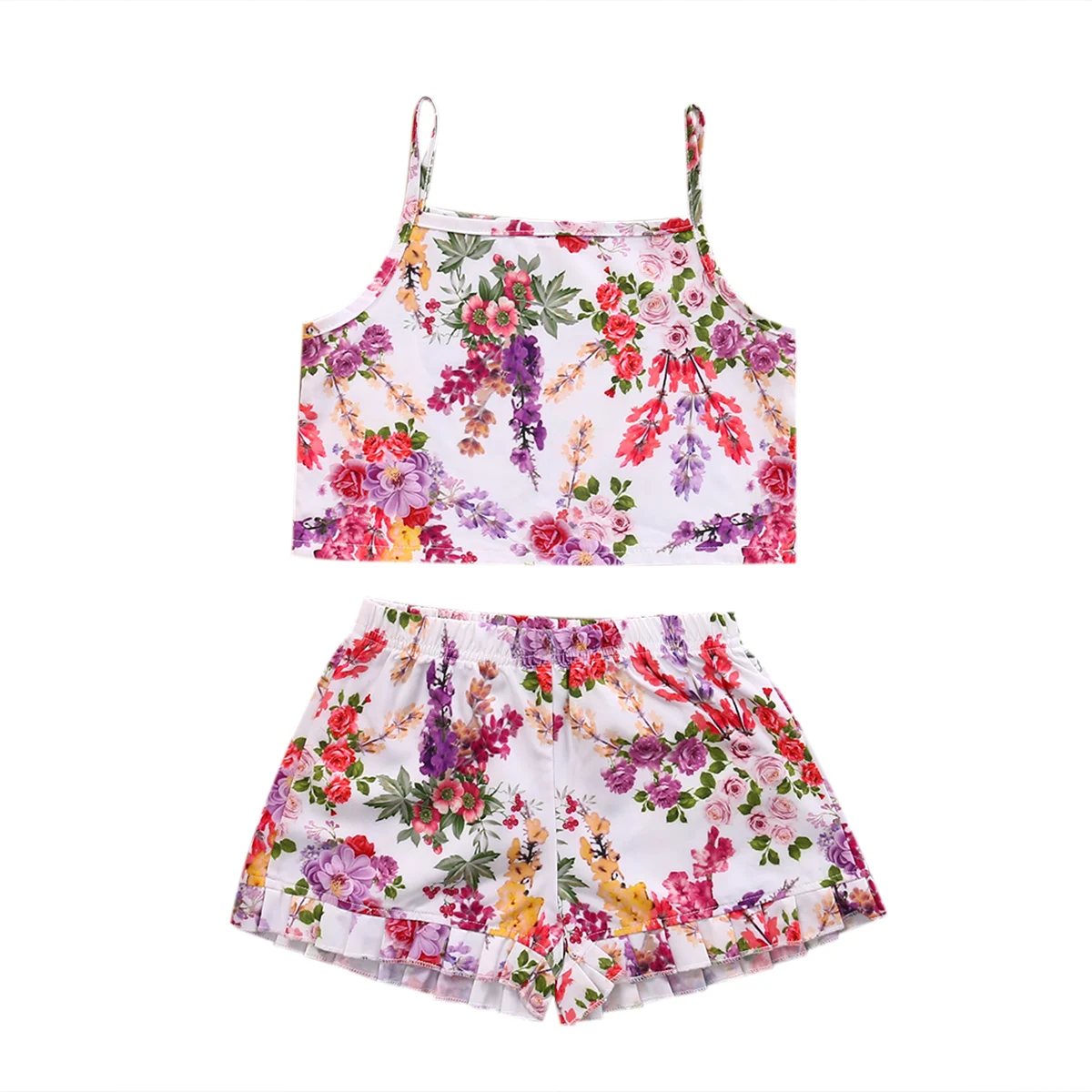 Newborn Kids Clothing Baby Girls Cute Ruffle Flower Vest Tank Top+Lace Bottom Shorts Pants 2Pcs Outfits Clothes Set
