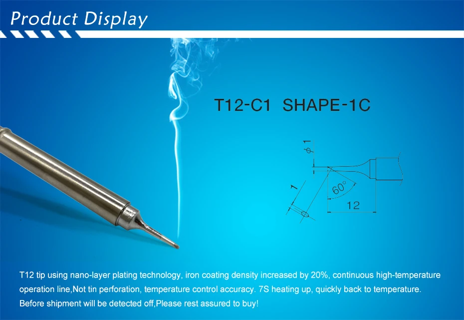 QUICKO T12-C1 форма C серии паяльник наконечники сварочные головки инструменты 70 Вт для FX9501/907 T12 ручка O светодиодный и светодиодный