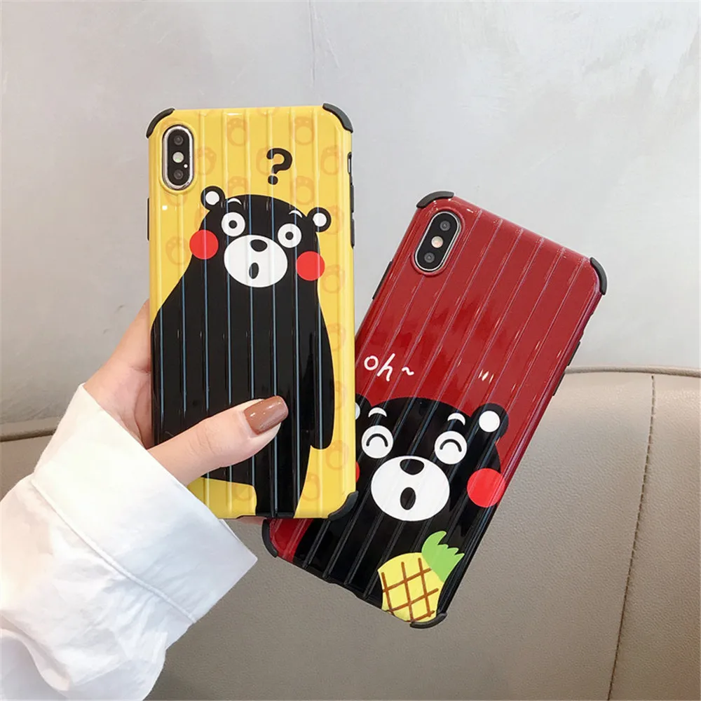 

Japanese cartoon Kumamon bear Maruko Doraemon Suitcase Luggage phone case for iphone 6 7 8 plus X XR XS MAX Anti-knock Cover
