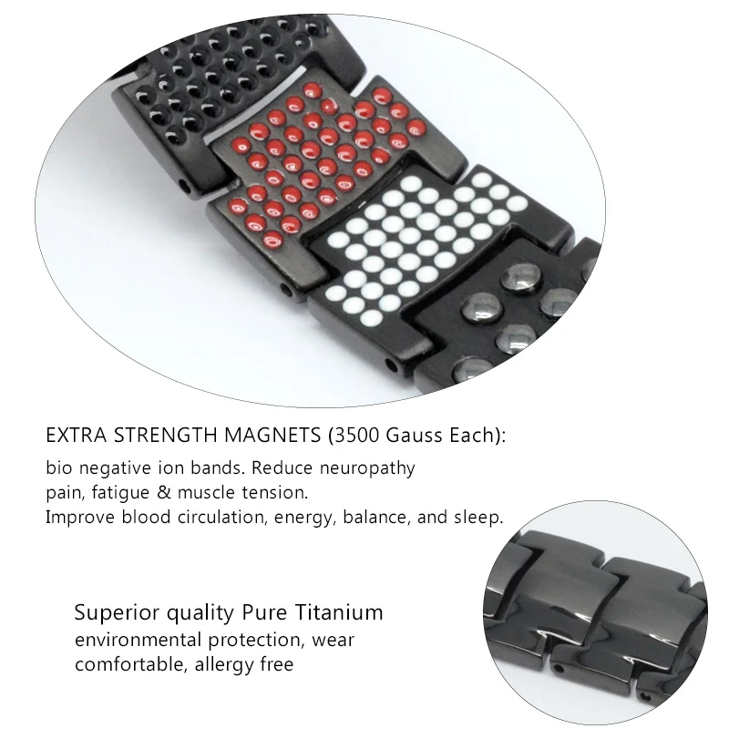 Online Vivari magnética pulsera de titanio Negro hombres brazalete 4in1 ve iones germanio far infra rojo Pulseras de Moda joyería encanto pulsera