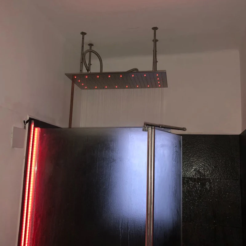 Luxury Bathroom Ceiling LED Rain Shower Set 500*1000mm Brushed Big Rainfall Shower Head 3 Ways Thermostatic Shower Mixer Brass Luxury Bathroom Ceiling LED Rain Shower Set 500*1000mm Brushed Big Rainfall Shower Head 3 Ways Thermostatic Shower Mixer Brass