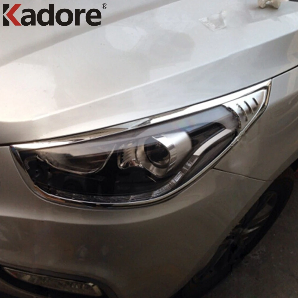 Для Hyundai Tucson ix35 2010 2014 ABS Хром Внешний передний свет лампа Защитная крышка