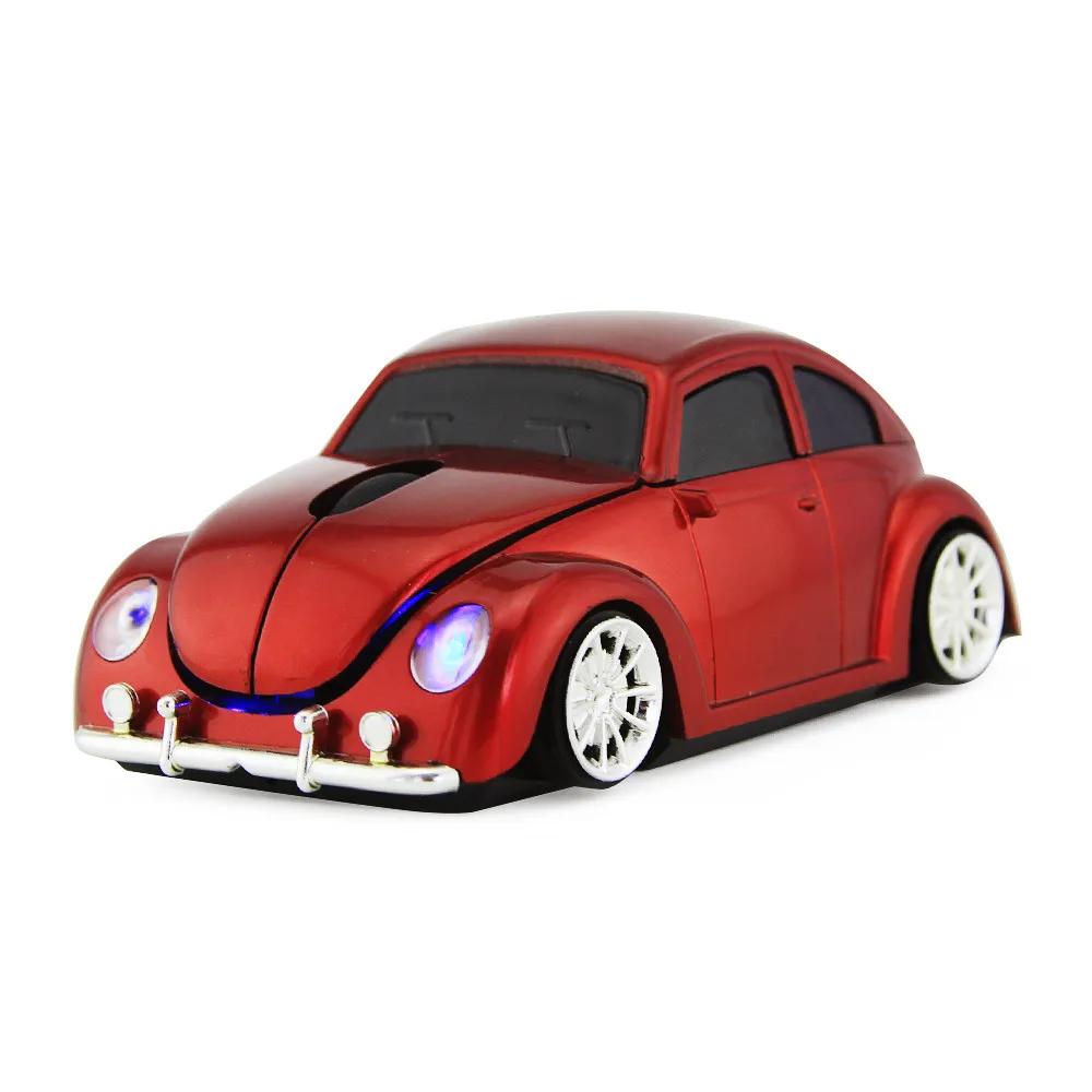 Optical Wireless Mouse Car VW Ladybug Shape Cordless Mause 3D USB Computer Mice Beatles Car Gaming Mouse For Xmas Gift - Цвет: Красный