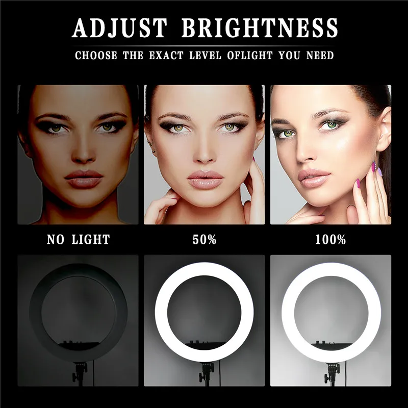  FOSOTO RL-18II Photographic Lighting 512 Leds Ring lamp 3200K-5600K Dimmable Led Ring Light For Cam - 32965319481