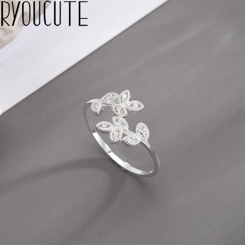 

Exaggerated Personality 925 Sterling Silver Crystal Leaf Rings for Women Gifts Jewelry Retro Antique Finger Rings