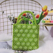 Подгонянный цвет вышитый бисером цветок шесть лепестков сплетенный жемчуг большая сумочка сумка из бисера