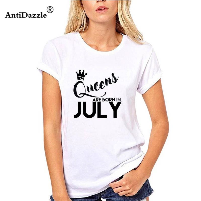 Antidazzle QUEENS ARE BORN IN JULY женская футболка с круглым вырезом летние футболки и топы