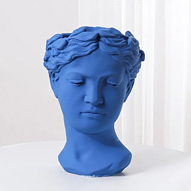 Creative Portrait Retro Art Vase Cement Head Flower Pot Venus Greek Goddess Statue Vase Crafts
