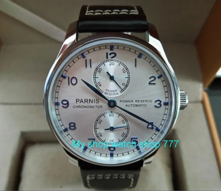 

43MM PARNIS Automatic Self-Wind mechanical movement Silvery-white dial men's watch power reserve Mechanical watches DFGD169a