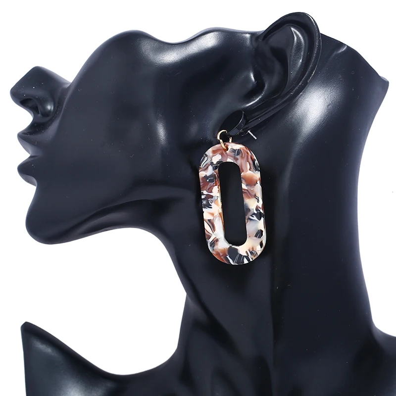 

Korean Fashion rectangle Pendant Resin Earring For Women Jewelry With Acetic Acid Vintage dangle Earrings