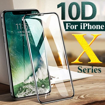 10D protectora de cristal para Apple iphone x xr protector de pantalla armadura aiphone r s rx xs max xmax tremp aifon 10 10 10 10s 10r de caso