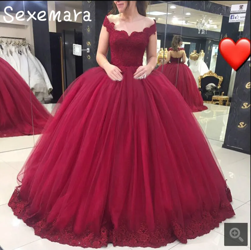 Vestido de baile color borgoña de encaje sin hombros vestido de graduación  2017 sexy princesa corazón hinchado cuello dulce 16 vestidos de  graduación|prom dresses 2017|prom dressesoff shoulder prom dress -  AliExpress
