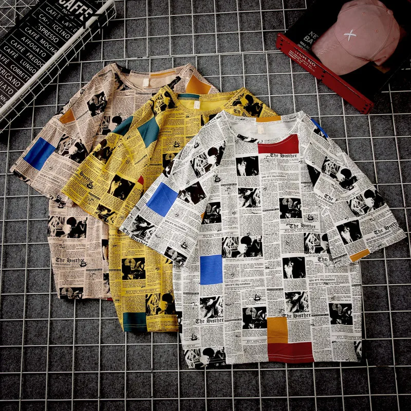 

HIYSIZ 2019 Harajuku t shirt Men Summer Hip Hop tshirt Short Sleeve Casual Cotton tshirt Ship Cartoon Streetwear T-shirts ST502