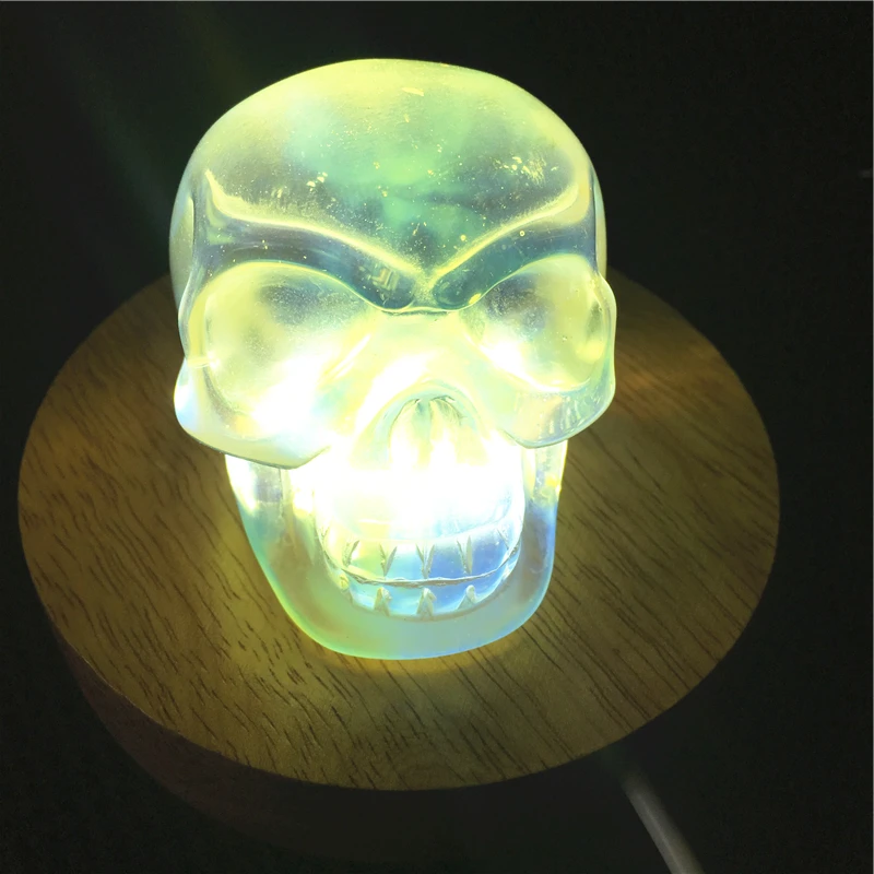 

7cm yellow fused quartz crystal skull crystal lamp home feng shui decoration