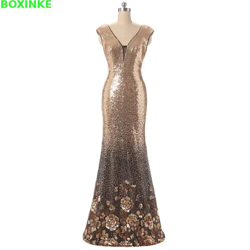 

2018 Solid Plus Size Zanzea Summer Dress Ukraine European And American New Sequins Evening With Golden Fish Tail, V Collar Long