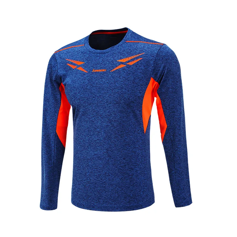 Спортивная футболка для мужчин KAWASAKI, дышащая быстросохнущая футболка из полиэстера для бадминтона и настольного тенниса, LT-17183 для спортзала - Цвет: Синий