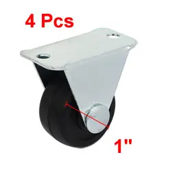 

Uxcell Hot Sale 4pcs 1-inch Dia Rubber Single Wheel Rigid Non-Swivel Top Plate Fixed Casters for small machinery,trolleys,etc.