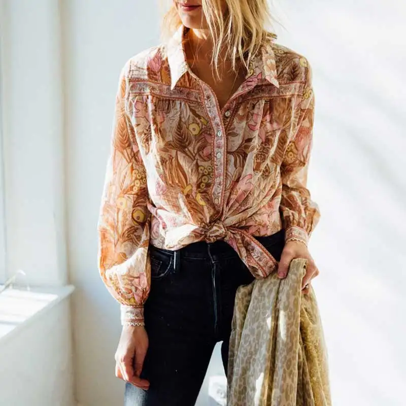 blouse Крем с цветочным принтом и шорты с оборками с эластичной талией кистями конца богемные летние шорты женские шикарные повседневные Шорты E21 - Цвет: blouse
