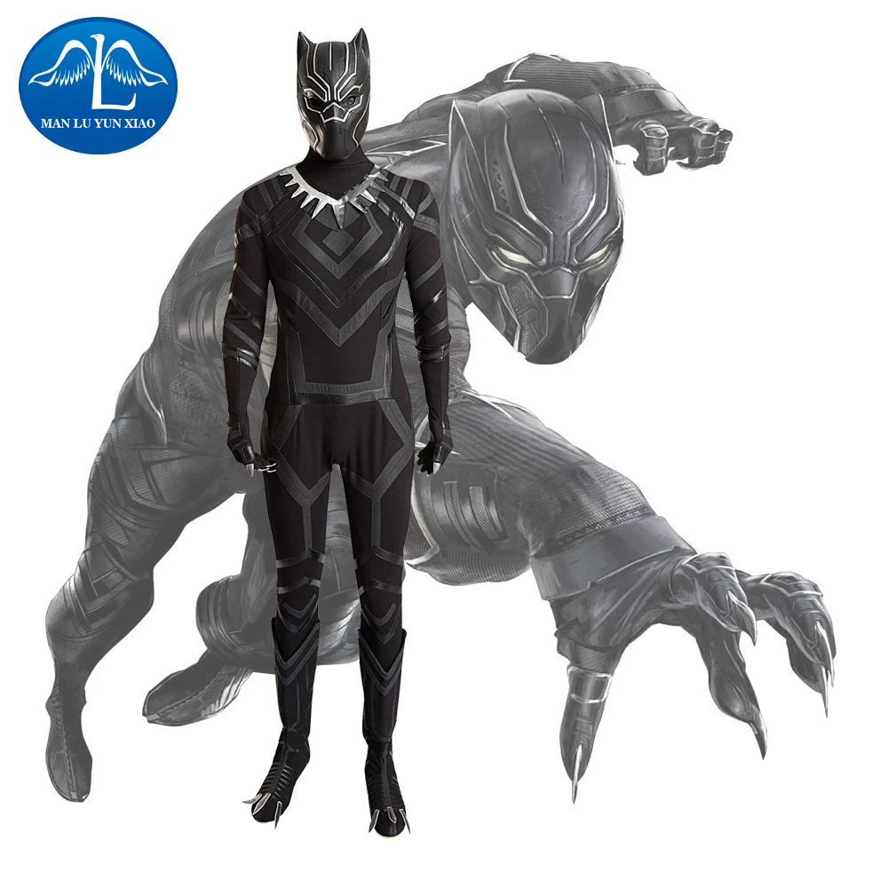 

Captain America Civil War Black Panther Costume Adult Halloween Costume Black Panther Cosplay Costume Men Jumpsuit With Mask