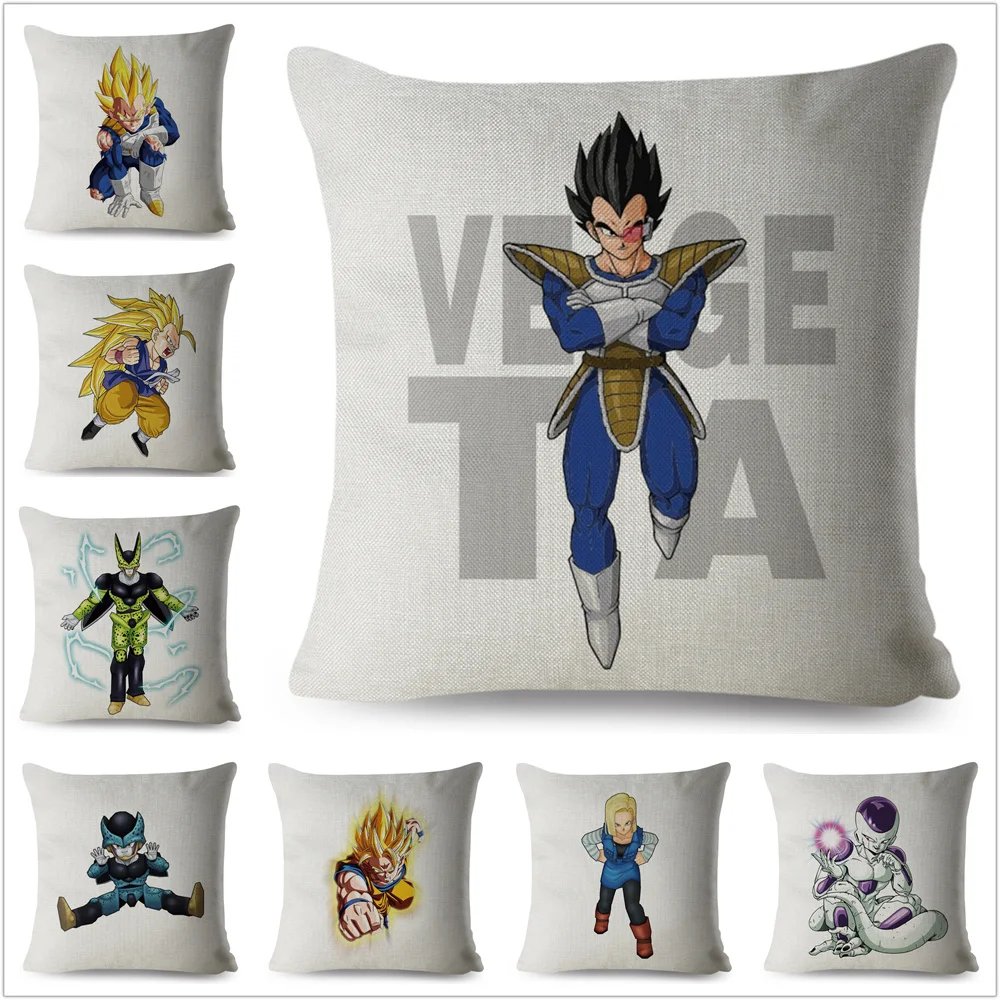 Dragon Ball Z Vegeta Son Goku Linen Cartoon Pillow Case 45x45cm Printed
