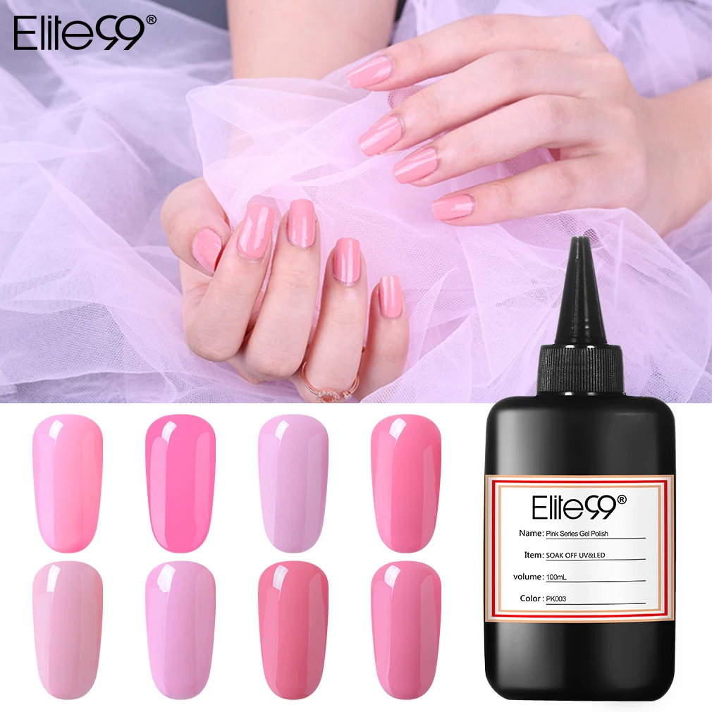 

Elite99 Pink Nail Gel Polish 250ml Long Lasting Varnish Top Base Coat Soak Off UV & LED Lamp Manicure
