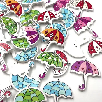 

10/50/100pcs umbrella Wood Buttons 30*35mm Sewing Craft Mix Lots WB475