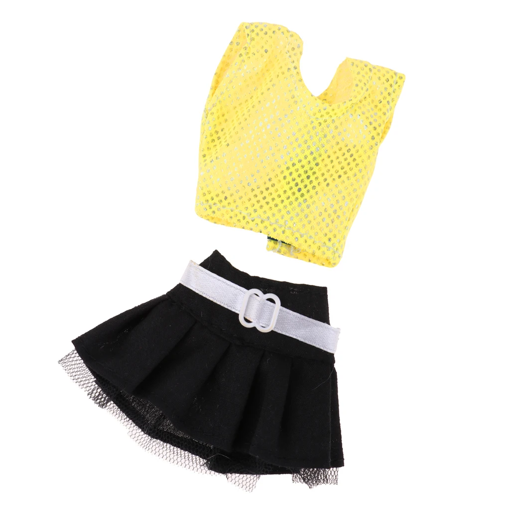  Popular 2pcs Clothes Suit Sleeveless Tops & Black Skirt Dress Princess Gown For 30cm   Dolls Accessory
