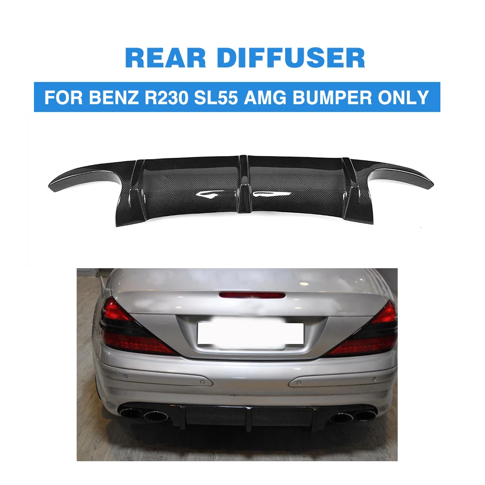 

Carbon Fiber Rear Diffuser Spoiler Bumper Lip Guard For Benz R230 SL55 AMG Bumper Only 2003-2008