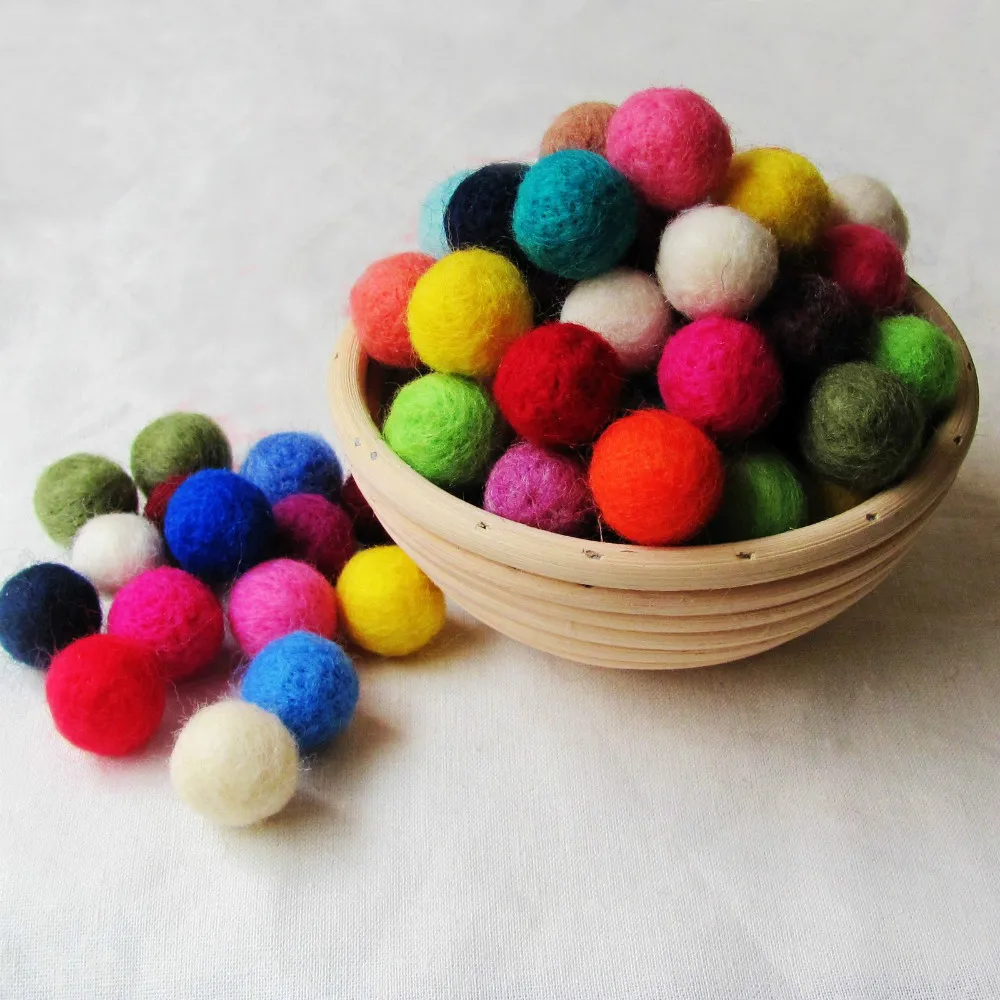 150pcs/lot wool felt ball colourful ball 20mm multicolors flocking ball